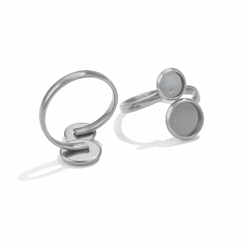 10 Stück verstellbare Edelstahl-Ringfassungen, Blanko-Basis, Glas-Cabochons, Kamee-Lünetten, DIY-Tablett, Blanko-Ringe, Schmuckzubehör-Z2094SA von VIEPGJ