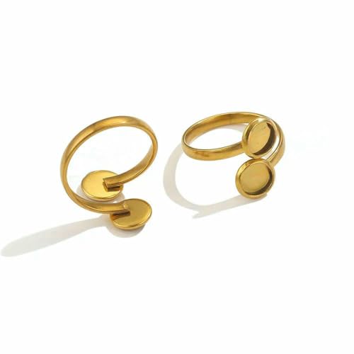 10 Stück verstellbare Ringfassungen aus Edelstahl, blanke Basis, Glascabochons, Kamee-Lünetten, DIY-Tablett, blanke Ringe, Schmuckzubehör-Z2092G6 von VIEPGJ