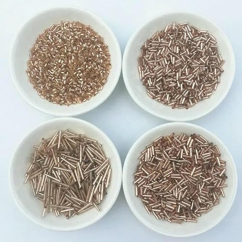 10 g/Los Champagner-Rocailles, tschechische Glasperlen, Abstandshalter, Tube-Bugles, Perlen für Schmuckherstellung, Stickerei, DIY, Nähzubehör, 8–9 mm von VIEPGJ
