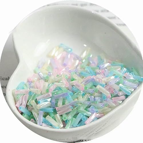 10 g neue 2 x 6 mm cremefarbene Spiralröhren-Glasperlen, lange Röhrenperlen, handgefertigt, DIY-Perlen, lose Perlen, Zubehör-Macaron-2 x 6, 10 g, 300 Stück von VIEPGJ