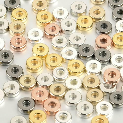 100–300 Stück 4/6 mm CCB Charm-Abstandshalterperlen, rund, flaches Rad, lose Abstandshalterperlen für DIY-Schmuckherstellung, Armbänder, Zubehör – gemischte Farbe – 4,0 mm von VIEPGJ