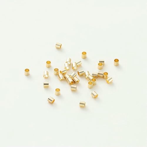 100 Stück/Los 1,5/2/2,5 mm Positionierungskupferrohre 14 Karat/18 Karat vergoldete Quetschperlen Zubehör für die Schmuckherstellung - 14 Karat Gold - 1,5 mm x 100 Stück von VIEPGJ