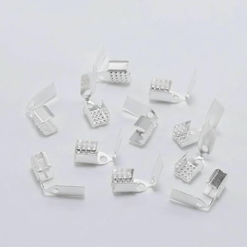 100 Stück/Los Metall-Faltverschlüsse, Endkappen, Perlen, Lederband, Crimp-Verbinder für DIY-Schmuckherstellung, Zubehör, Silber, 5 mm 100 Stück/Los Metall-Faltverschlüsse, Endkappen, Perlen, Lederband, Crimp-Verbinder für DIY-Schmuckherstellung, Zubehör, Silber, 5 mm von VIEPGJ