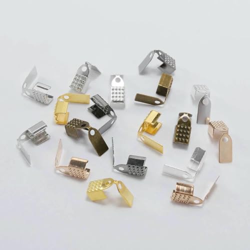 100 Stück/Los Metall-Faltverschlüsse, Endkappen, Perlen, Lederband, Crimp-Verbinder für DIY-Schmuckherstellung, Zubehör, mehrfarbig, 5 mm von VIEPGJ