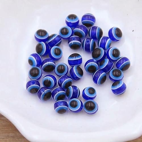 100 Stück 11 Farben 4,0 mm runde Abstandsperlen Perlenstreifen Harz Abstandsperlen für die Schmuckherstellung DIY Armband Halskette Charms-Blau-4,0 mm von VIEPGJ