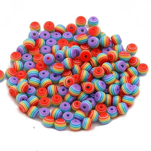 100 Stück 11 Farben 4,0 mm runde Abstandsperlen Perlenstreifen Harz Abstandsperlen für die Schmuckherstellung DIY Armband Halskette Charms-Bunt-4,0 mm von VIEPGJ