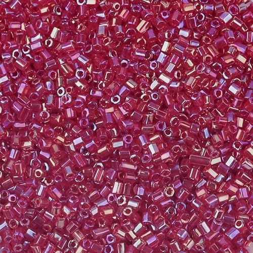 1100–5000 Stück 2 mm AB-Farbperlen, röhrenförmige Glasperlen, Rocailles-Perlen zur Schmuckherstellung, lose Abstandsperlen, DIY-Armband, Halskette – Weinrot – 2 mm, 1100 Stück, Flasche von VIEPGJ