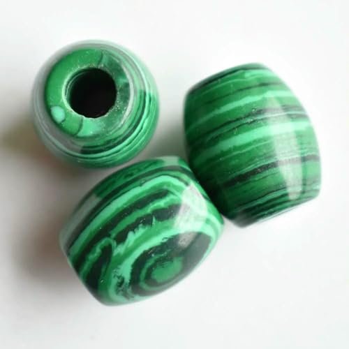 12 Stück/Los Fashion Mix Naturstein 16x18mm runde Form große Lochperlen für DIY Armband Schmuckherstellung-Malachit-16mm von VIEPGJ