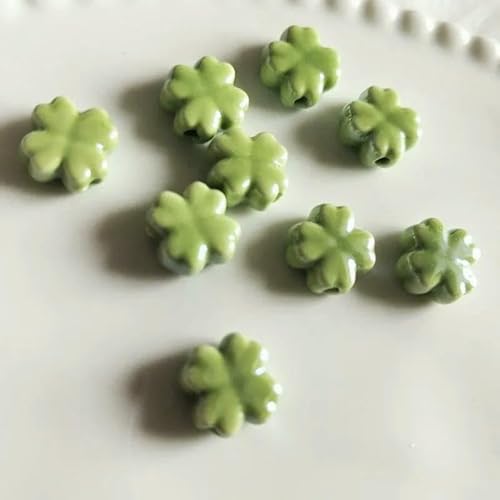 12 mm Glücksgras Herzform Keramikperlen Porzellan Abstandsperlen für die Schmuckherstellung DIY handgefertigte Armbänder Halsketten Zubehör-102-5 Stück von VIEPGJ
