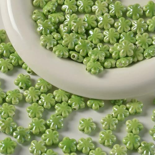 12 mm Glücksgras Herzform Keramikperlen Porzellan Abstandsperlen für die Schmuckherstellung DIY handgefertigte Armbänder Halsketten Zubehör-12-5 Stück von VIEPGJ