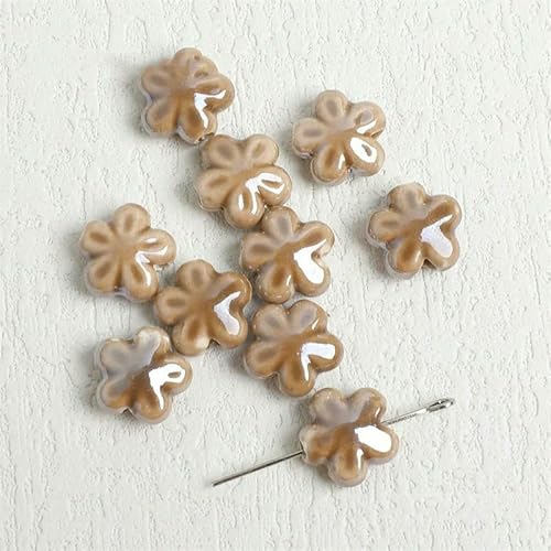 12 mm Glücksgras Herzform Keramikperlen Porzellan Abstandsperlen für die Schmuckherstellung DIY handgefertigte Armbänder Halsketten Zubehör-15-10 Stück von VIEPGJ