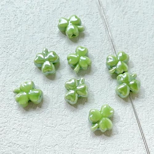 12 mm Glücksgras Herzform Keramikperlen Porzellan Abstandsperlen für die Schmuckherstellung DIY handgefertigte Armbänder Halsketten Zubehör-5-10 Stück von VIEPGJ