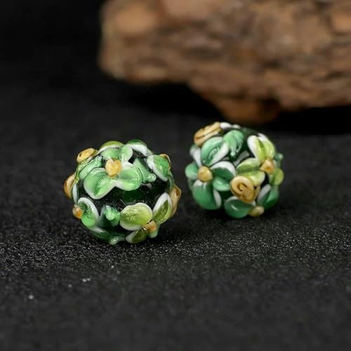 12 mm große Blume, klares rot-weißes Lampwork-Glas, lose Abstandsperlen zur Schmuckherstellung, Armband, Anhänger, DIY-Zubehör, C-12 mm, 2 Stück von VIEPGJ