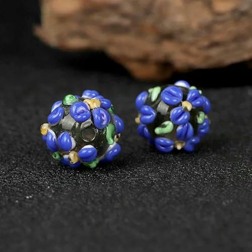12 mm große Blume, klares rot-weißes Lampwork-Glas, lose Abstandsperlen zur Schmuckherstellung, Armband, Anhänger, DIY-Zubehör, D-12 mm, 2 Stück von VIEPGJ