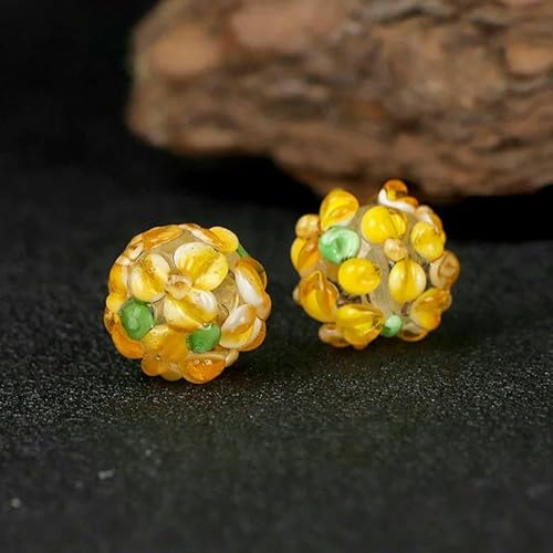 12 mm große Blume, klares rot-weißes Lampwork-Glas, lose Abstandsperlen zur Schmuckherstellung, Armband, Anhänger, DIY-Zubehör, F-12 mm, 2 Stück von VIEPGJ