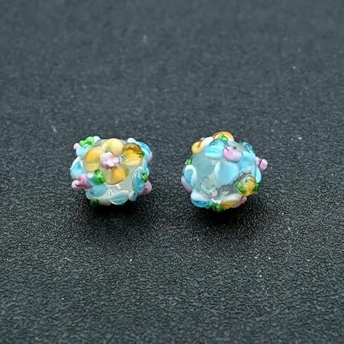 12 mm große Blume, klares rot-weißes Lampwork-Glas, lose Abstandsperlen zur Schmuckherstellung, Armband, Anhänger, DIY-Zubehör, G-12 mm, 2 Stück von VIEPGJ