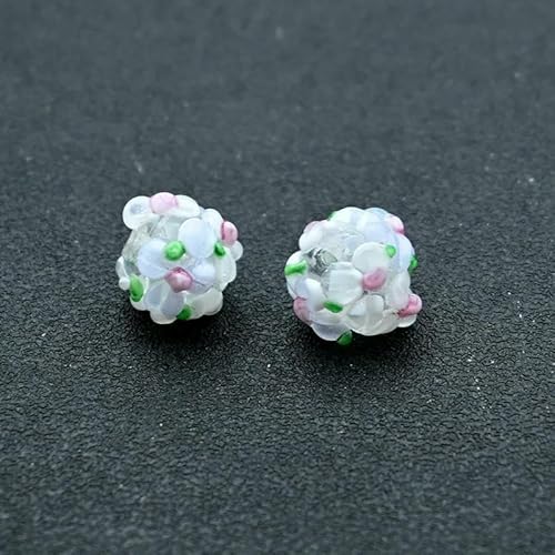 12 mm große Blume, klares rot-weißes Lampwork-Glas, lose Abstandsperlen zur Schmuckherstellung, Armband, Anhänger, DIY-Zubehör, I-12 mm, 2 Stück von VIEPGJ
