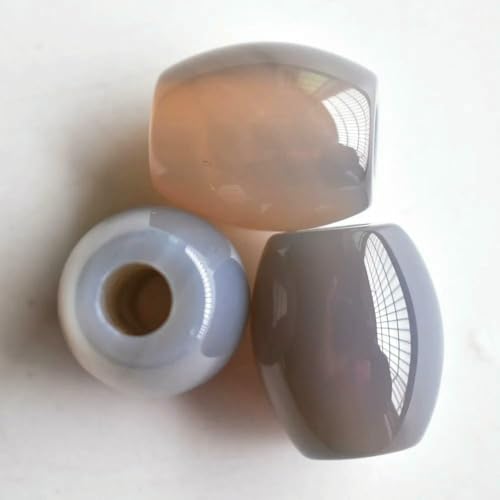 12 teile/los Mode-mix naturstein 16x18mm runde form big loch perlen für DIY Armband schmuck machen-grau onyx-16mm von VIEPGJ