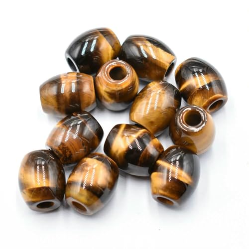 12 teile/los Mode mix naturstein 16x18mm runde form große loch perlen für DIY Armband schmuck machen-Tiger auge stein-16mm von VIEPGJ