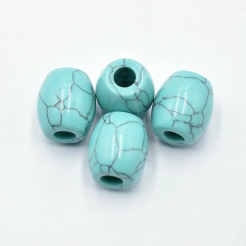 12 teile/los Mode mix naturstein 16x18mm runde form große loch perlen für DIY Armband schmuck machen-blau türkis-16mm von VIEPGJ