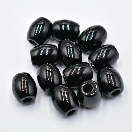 12 teile/los Mode mix naturstein 16x18mm runde form große loch perlen für DIY Armband schmuck machen-schwarz achat-16mm von VIEPGJ