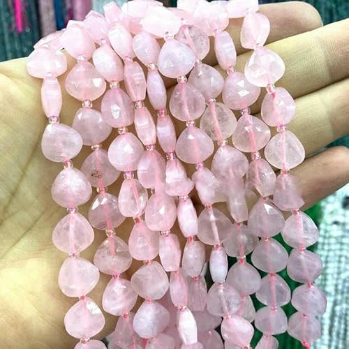 12 x 12 mm Pfirsichherz-Wassertropfen-Naturstein, gelbe lose Abstandsperlen zur Schmuckherstellung, DIY-Armband-Charms-Zubehör, Rosenquarz, 12 x 12 mm, 5 Stück von VIEPGJ