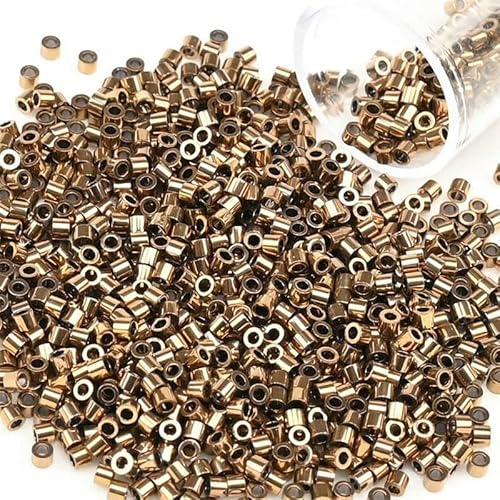 1200 Stück/Los einheitliche 2 mm metallische Rocailles-Perlen, goldfarben, silberfarben, Glas-Rocailles-Perlen, Charms, DIY-Bastelzubehör für Schmuckherstellung, PZ703, 2 mm, 1200 Stück, Flasche 1200 Stück/Los einheitliche 2 mm metallische Rocailles-Perlen, goldfarben, silberfarben, Glas-Rocailles-Perlen, Charms, DIY-Bastelzubehör für Schmuckherstellung, PZ703, 2 mm, 1200 Stück, Flasche von VIEPGJ