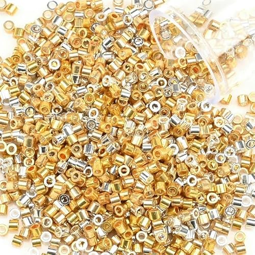 1200 Stück/Los einheitliche 2 mm metallische Rocailles-Perlen, goldfarben, silberfarben, Glas-Rocailles-Perlen, Charms, DIY-Bastelzubehör für Schmuckherstellung, PZ741, 2 mm, 1200 Stück, Flasche 1200 Stück/Los einheitliche 2 mm metallische Rocailles-Perlen, goldfarben, silberfarben, Glas-Rocailles-Perlen, Charms, DIY-Bastelzubehör für Schmuckherstellung, PZ741, 2 mm, 1200 Stück, Flasche von VIEPGJ