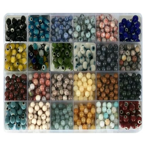 1200 Stück 8 mm Natursteinperlen, handgefertigtes DIY-Schmuckherstellungsset – Zubehör zur Schmuckherstellung für Damen und Familien, Halsketten-Standard von VIEPGJ