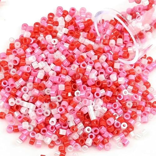 1200 Stück Glasperlen, gleichmäßig, 2 mm, Rocailles-Perlen zur Schmuckherstellung, DIY-Armband, Halskette, kleine Bastelperlen, PZ526, 2 mm, 1200 Stück, Flasche von VIEPGJ