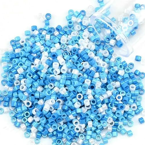 1200 Stück Glasperlen, gleichmäßig, 2 mm, Rocailles-Perlen zur Schmuckherstellung, DIY-Armband, Halskette, kleine Bastelperlen, PZ528, 2 mm, 1200 Stück, Flasche von VIEPGJ