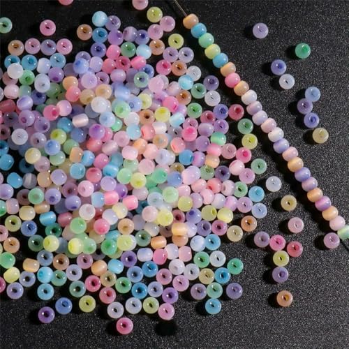 130 Stück 4,0 mm Katzenaugenperlen 6/0 glatte Jade-Imitat-Glasperlen für die Herstellung von DIY-Schmuck, Bettelarmbänder und Halskettenzubehör, gemischte Farbe 2 – 4,0 mm, 130 Stück von VIEPGJ
