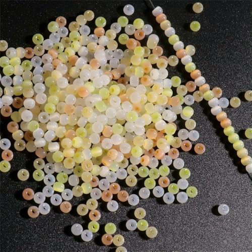 130 Stück 4,0 mm Katzenaugenperlen 6/0 glatte Jade-Imitat-Glasperlen für die Herstellung von DIY-Schmuck, Bettelarmbänder und Halskettenzubehör, gemischtes Gelb 3–4,0 mm, 130 Stück von VIEPGJ