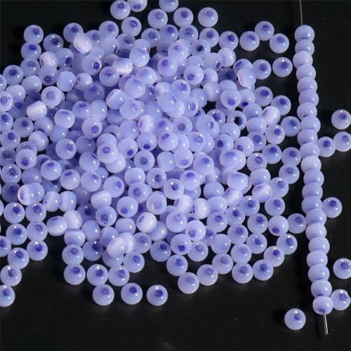 130 Stück 4,0 mm Katzenaugenperlen 6/0 glatte Jade-Imitat-Glasperlen für die Herstellung von DIY-Schmuck, Bettelarmbänder und Halskettenzubehör – Lila Blau 25 – 4,0 mm, 130 Stück von VIEPGJ