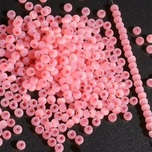 130 Stück 4,0 mm Katzenaugenperlen 6/0 glatte Jade-Imitat-Glasperlen für die Herstellung von DIY-Schmuck, Bettelarmbänder und Halskettenzubehör – Wassermelonenrot 17 – 4,0 mm, 130 Stück von VIEPGJ