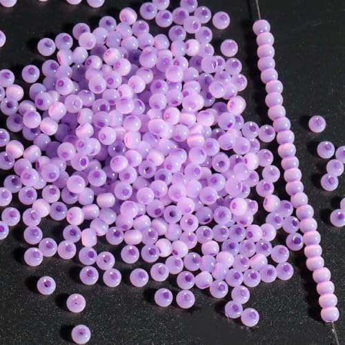 130 Stück 4,0 mm Katzenaugenperlen 6/0 glatte Jade-Imitat-Glasperlen für die Herstellung von DIY-Schmuck, Bettelarmband, Halskettenzubehör, Lavendel21, 4,0 mm, 130 Stück von VIEPGJ