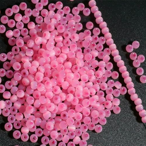 130 Stück 4,0 mm Katzenaugenperlen 6/0 glatte Jade-Imitat-Glasperlen für die Herstellung von DIY-Schmuck, Bettelarmband, Halskettenzubehör, tiefes Pulver, 16–4,0 mm, 130 Stück von VIEPGJ