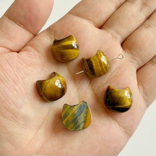 14 x 16 mm Naturstein, Katzenform, geschnitzte Perlen, Aventurin, Obsidian, Labradorit, Perlen zur Schmuckherstellung, DIY-Armband, Halskette, Nr. 13, Tigerauge, 1 Stück 14 x 16 mm Naturstein, Katzenform, geschnitzte Perlen, Aventurin, Obsidian, Labradorit, Perlen zur Schmuckherstellung, DIY-Armband, Halskette, Nr. 13, Tigerauge, 1 Stück von VIEPGJ