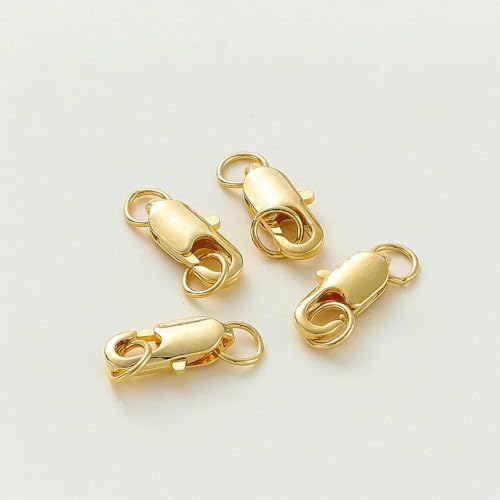 14K/18K vergoldetes Messing, 10 Stück Karabinerverschluss mit 20 Stück offenen Biegeringen, DIY-Befundungssets, Verbinder für die Herstellung von Armbändern und Schmuck, 18K Gold, von VIEPGJ