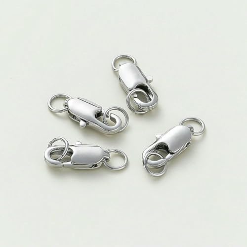 14K/18K vergoldetes Messing, 10 Stück Karabinerverschluss mit 20 Stück offenen Biegeringen, DIY-Befundungssets, Verbinder für die Herstellung von Armbändern und Schmuck, Rhodium, 1 von VIEPGJ