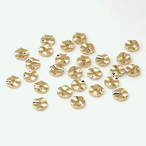 14K Vergoldetes/Versilbertes Vintage Wasserwellen-Abstandsstück, unregelmäßige runde Perlen, Abstandshalter für DIY-Schmuckherstellung, Zubehör – 14K vergoldet – 8 mm – 30 von VIEPGJ