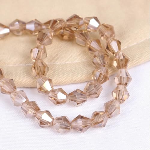 2/3/4/6/8 mm AAA glänzende lose Doppelkegel-Glasperlen AB Charms Spacer Kristall Bastelperlen DIY Armbandherstellung Zubehör-Champagner ab-4,0 mm 240 Stück von VIEPGJ