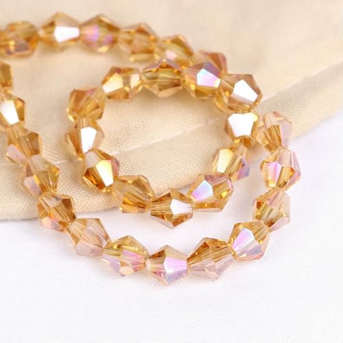 2/3/4/6/8 mm AAA glänzende lose Doppelkegel-Glasperlen AB Charms Spacer Kristall Bastelperlen DIY Armbandherstellung Zubehör-Champagner ab_a-2 mm 540 Stück von VIEPGJ