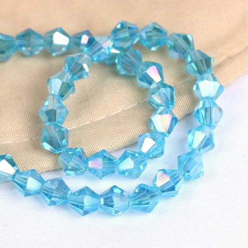 2/3/4/6/8 mm AAA glänzende lose Doppelkegel-Glasperlen AB Charms Spacer Kristall Bastelperlen DIY Armbandherstellung Zubehör-Himmelblau AB-8 mm 35 Stück von VIEPGJ