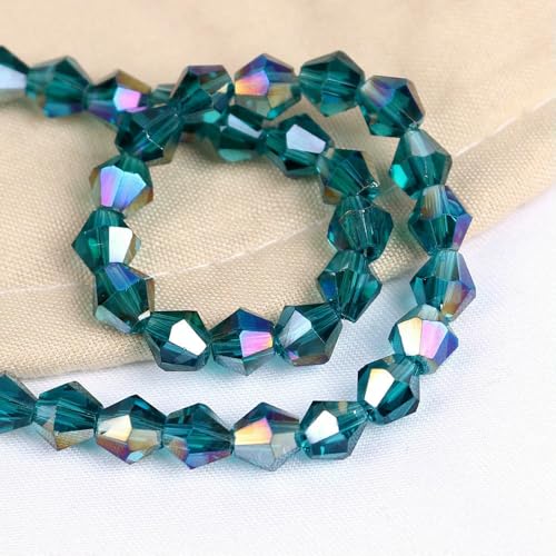 2/3/4/6/8 mm AAA glänzende lose Doppelkegel-Glasperlen AB Charms Spacer Kristall Bastelperlen DIY Armbandherstellung Zubehör-Loch blau ab-4,0 mm 240 Stück von VIEPGJ