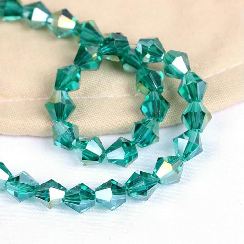 2/3/4/6/8 mm AAA glänzende lose Doppelkegel-Glasperlen AB Charms Spacer Kristall Bastelperlen DIY Armbandherstellung Zubehör-Loch grün ab-3,0 mm 330 Stück von VIEPGJ