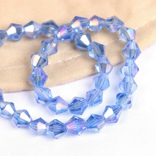 2/3/4/6/8 mm AAA glänzende lose Doppelkegel-Glasperlen AB Charms Spacer Kristall Bastelperlen DIY Armbandherstellung Zubehör-hellblau ab-4,0 mm 240 Stück von VIEPGJ