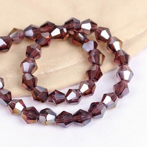 2/3/4/6/8 mm AAA glänzende lose Doppelkegel-Glasperlen AB Charms Spacer Kristall Bastelperlen DIY Armbandherstellung Zubehör-lila ab-4,0 mm 240 Stück von VIEPGJ