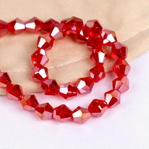 2/3/4/6/8 mm AAA glänzende lose Doppelkegel-Glasperlen AB Charms Spacer Kristall Bastelperlen DIY Armbandherstellung Zubehör-rot ab-2 mm 540 Stück von VIEPGJ