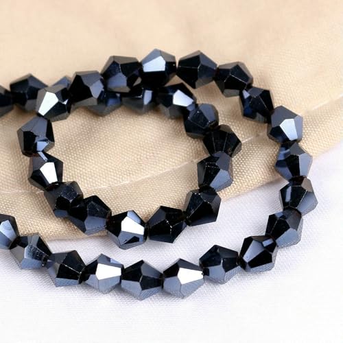 2/3/4/6/8 mm AAA glänzende lose Doppelkegel-Glasperlen AB Charms Spacer Kristall Bastelperlen DIY Armbandherstellung Zubehör-schwarze Galle-8 mm 35 Stück von VIEPGJ